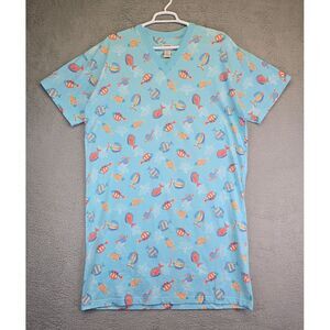 Preview Collection Nightgown Womens One Size Blue‎ Fish Sleepwear Novelty Print
